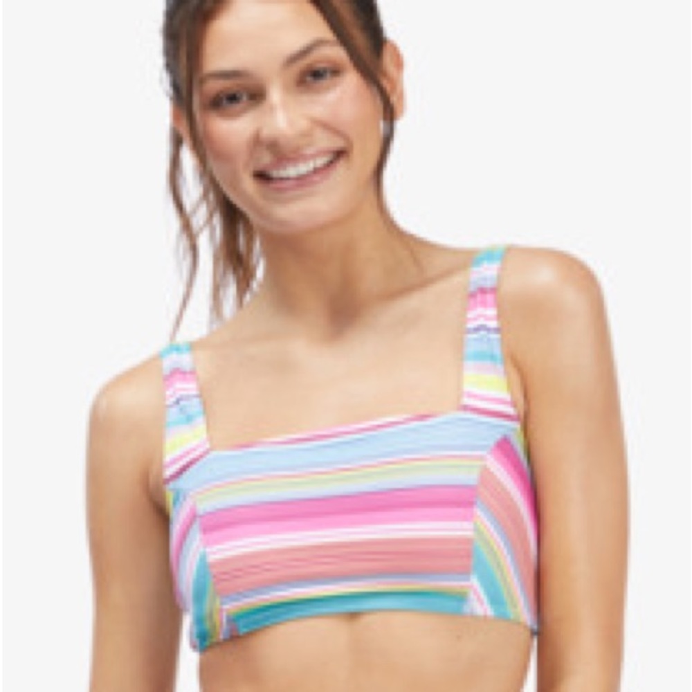Roxy XXL Top Bikini Active Bralette Tank in multi stripe NWT.